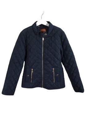 Zara Big Girls Quilted Navy Jacket with Zip Front Size 9/10